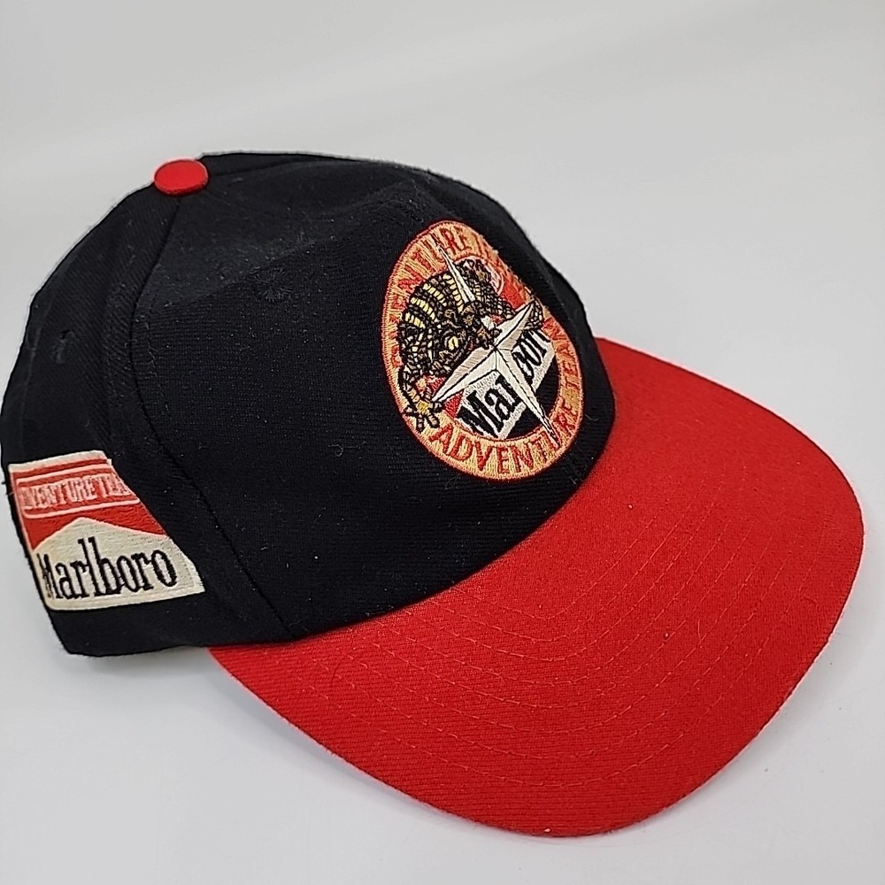 Vintage Marlboro ADVENTURE TEAM Compass And Lizard Leather‎ Strapback Cap 90's